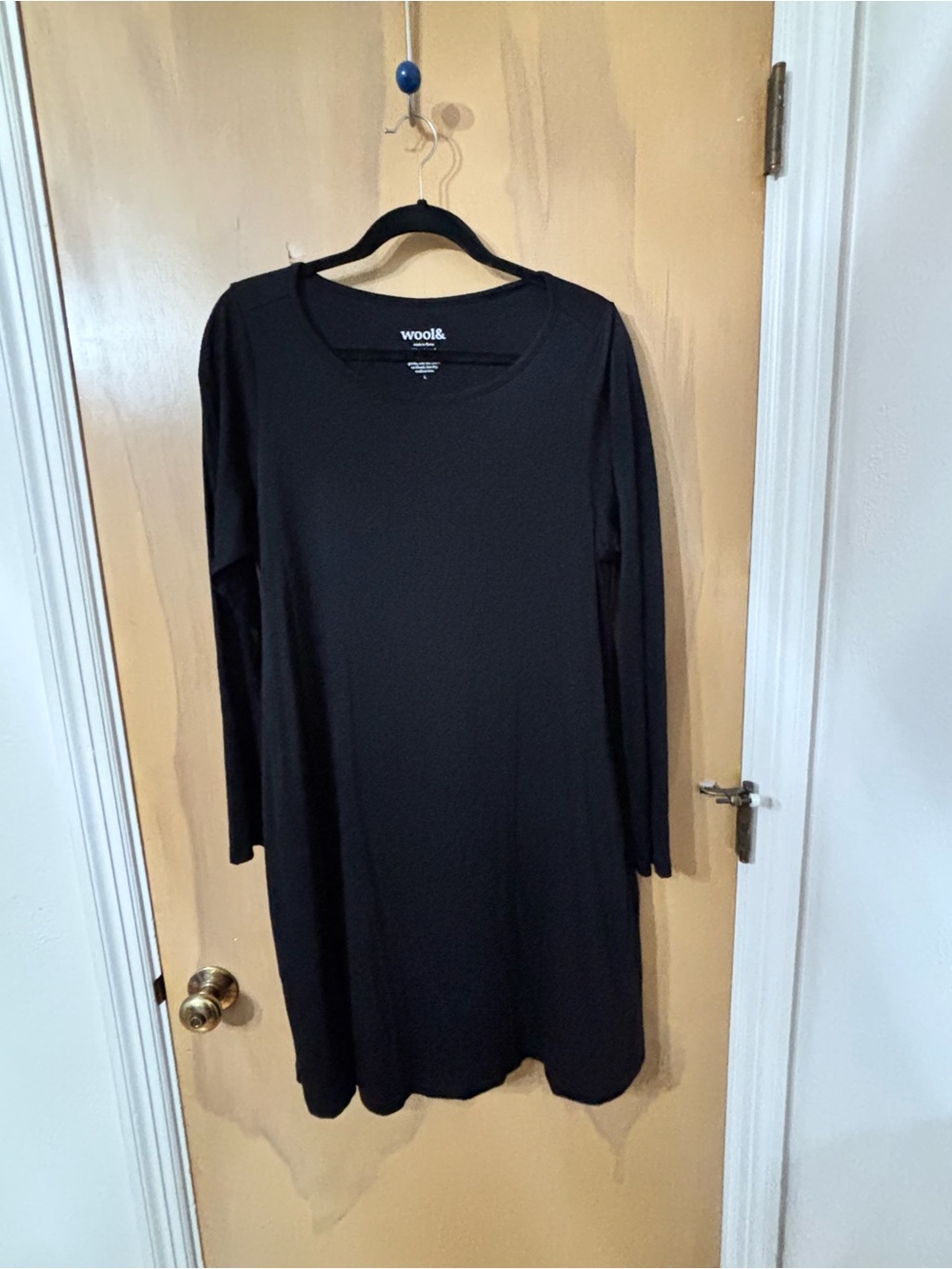 Wool& Rowena Swing Dress Black Merino Wool | Size L